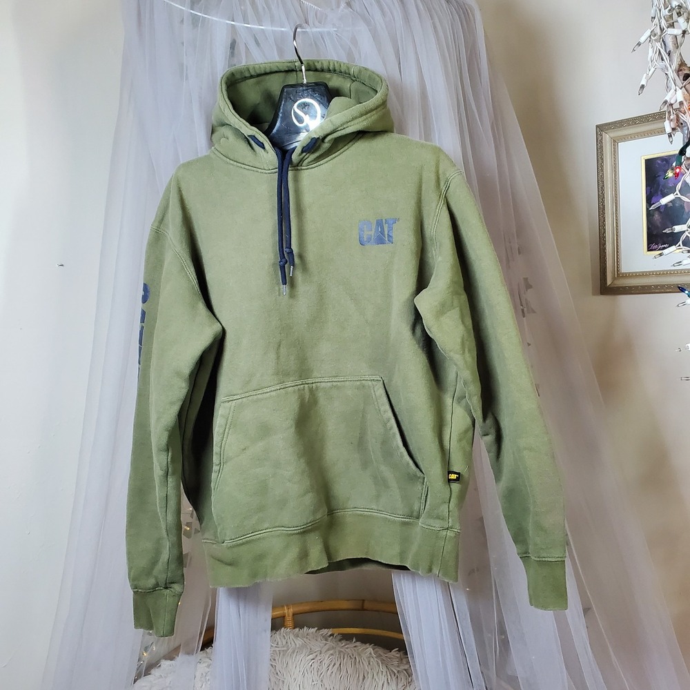 CAT‎ Long Sleeve Pullover Hoodie Size L Logo Pocket Gorpcore Work Wear Outdoor